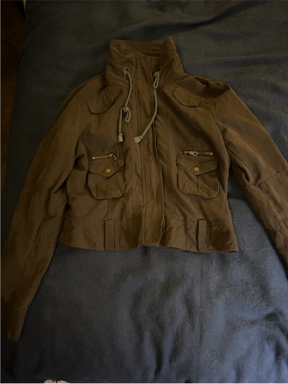 Forever 21 Olive Brown Utility Jacket with High Collar